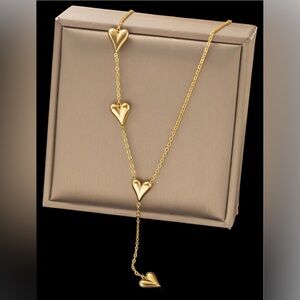 Stainless Steel Heart Necklace Gold pendant jewelry gift NEW body chain cleavage